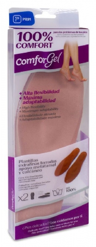 Plantillas de gel extrafinas forradas - comforgel especial apoyo metatarsal y calcaneo (t - m)
