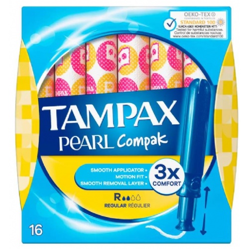 Tampax compak pearl tampon 100%algodon (regular 16 u)