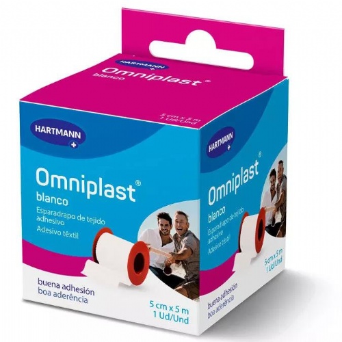 Esparadrapo hipoalergico - omniplast (tejido resistente blanco 5 m x 5 cm)